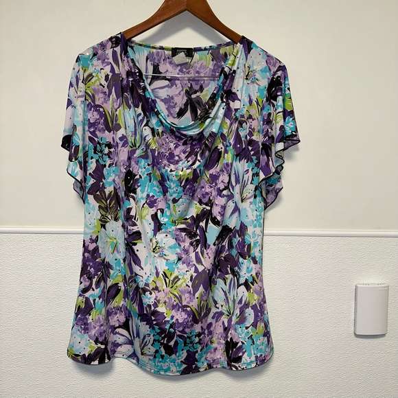 Shannon Ford Woman Y2K Vintage Tag Floral Top Size 2X Purple Blue - Picture 5 of 10